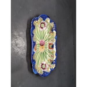 Asian Footed Porcelain Trinket Bowl,‎ Antique Hand Painted, Makers Mark Keepsake